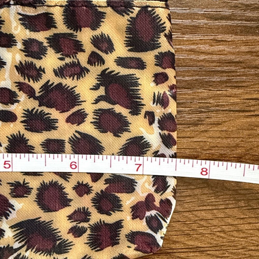 Leopard Print Zip Pouch - Tan, Burgundy & Black - Picture 2 of 3